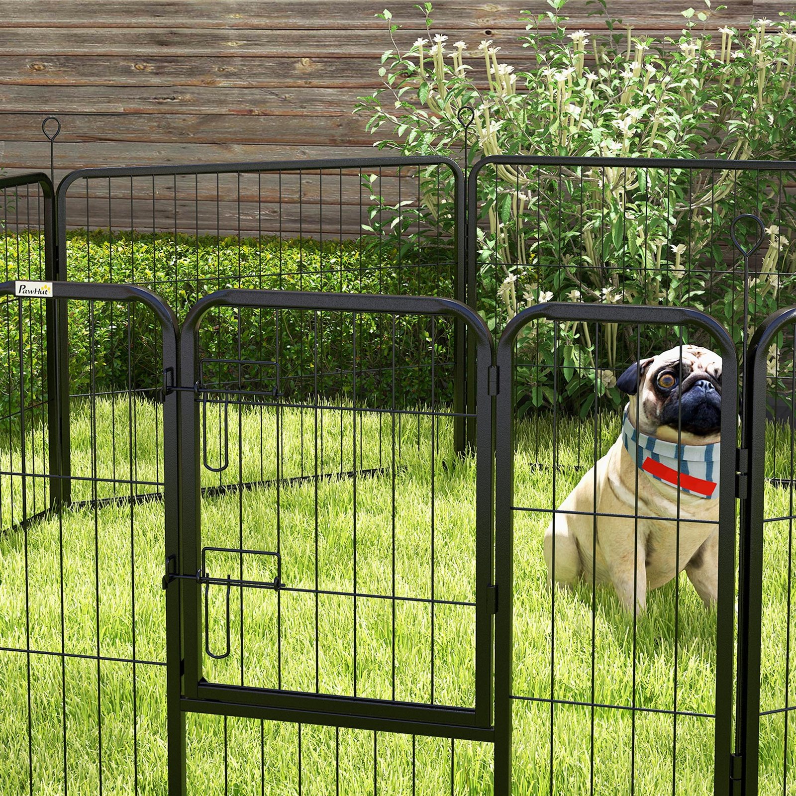 PawHut Steel 8 Panel Dog pen Pet Puppy PlayPen Grey - Image 8