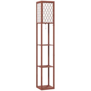 HOMCOM Three-Shelf Standing Lamp - Brown/White