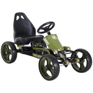 HOMCOM Pedal Go Kart, Kids Ride On Racer with EVA Tyres, Manual Clutch, Braking, Adjustable Seat for Age 3-6 Years, Green