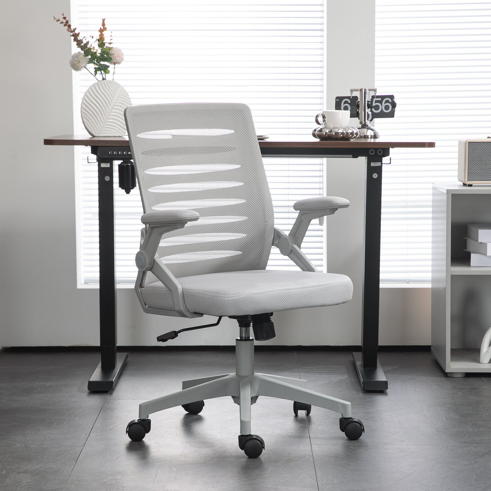 Vinsetto 44-53.5cm Adjustable Height Work Chair, with Mesh Back - Grey - Image 2