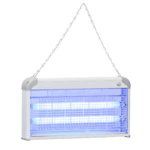 Outsunny Wall Hanging Bug Zapper, 30W Electric Fly Zapper Mosquito Killer, 60? Coverage Insect Killer, Indoor Outdoor Use, Grey