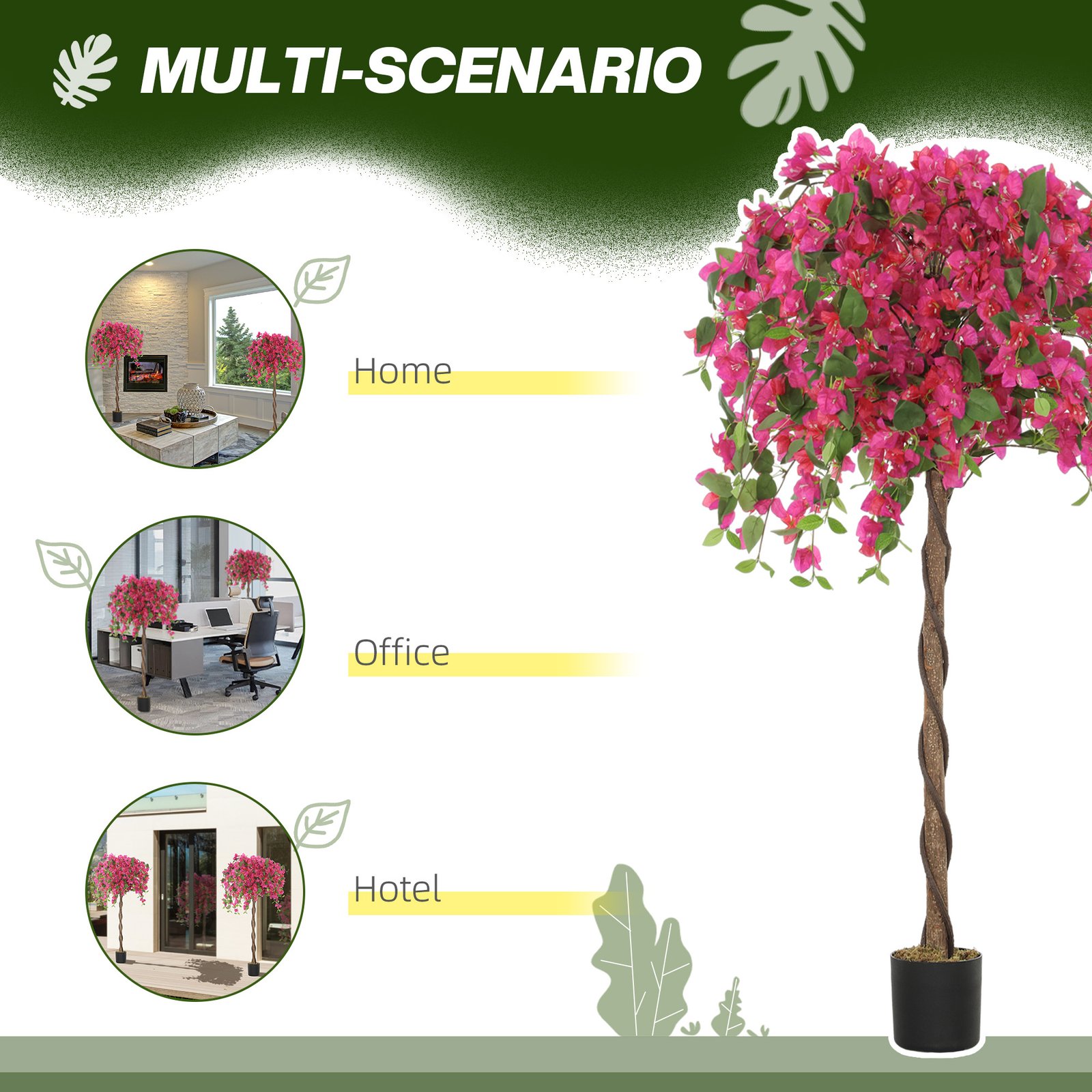 HOMCOM Artificial Plants Murraya, 120 cm Artificial Blossom, Fake Plants in Pot, Large Red Artificial Tree with Flowers for Home House Office Garden Decoration (2 Pack) - Image 5