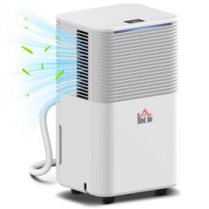 HOMCOM 10L/Day Dehumidifier with 2L Water Tank, Laundry Drying, Automatic Humidity Sensor, Electric Portable Dehumidifier with 24H Timer, 3 Modes for Home Damp, Mould and Condensation