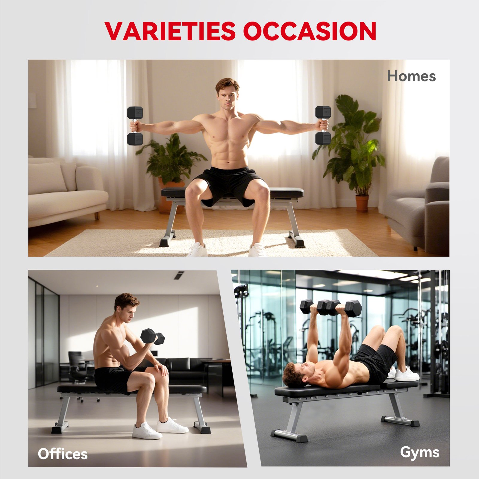 HOMCOM 20KG Single Rubber Hex Dumbbell Portable Hand Weights Dumbbell Home Gym - Image 6