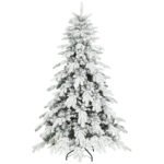HOMCOM 6ft Super Flocked Christmas Tree – Green/White