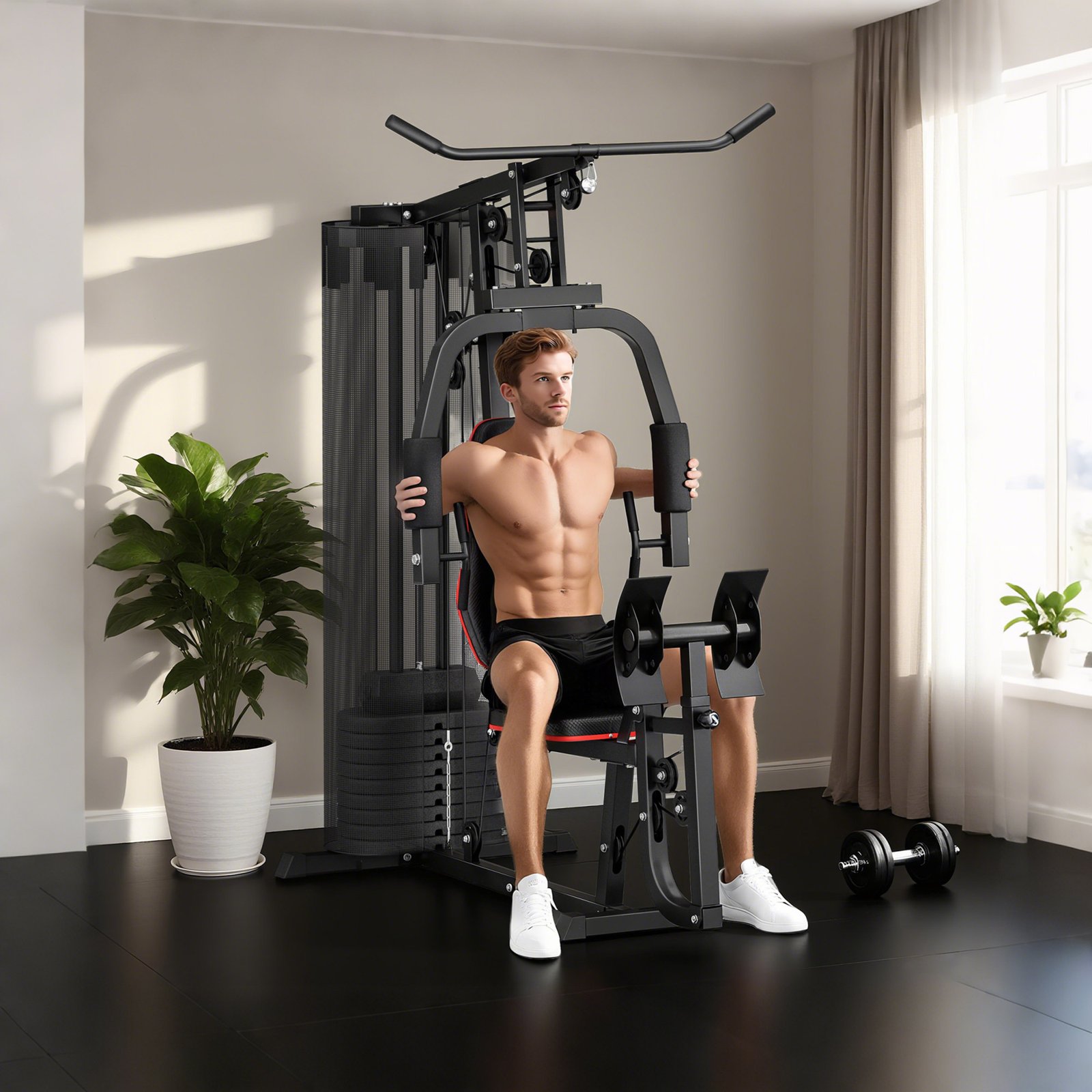 SPORTNOW Weights Machine, Multi Gym with 45kg Weight Stack, Compact Home Gym Leg Press Machine for Full Body Training - Image 9