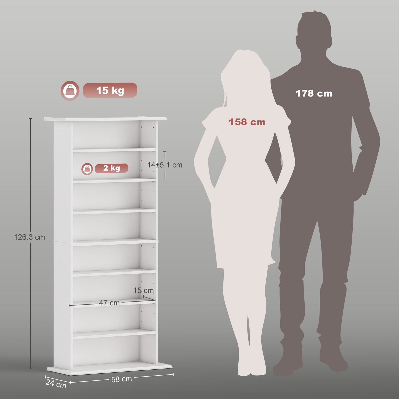 HOMCOM 360 CD Storage Unit - White - Image 3