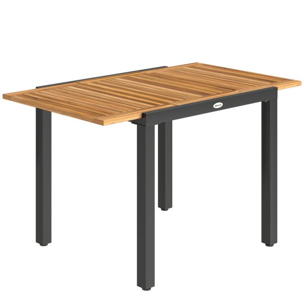 Outsunny Patio Dining Table Expandable Outdoor Dining Table Acacia Wood Top 80-120 cm Natural and Black Outsunny Patio Dining Table Expandable Outdoor Dining Table Acacia Wood Top 80-120 cm Natural and Black