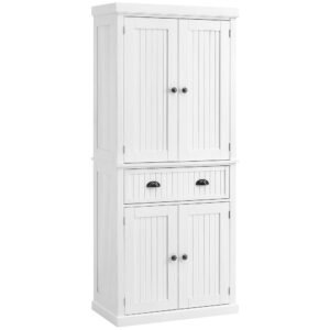 HOMCOM Kitchen Storage Cabinet with Drawer and Adjustable Shelves - White