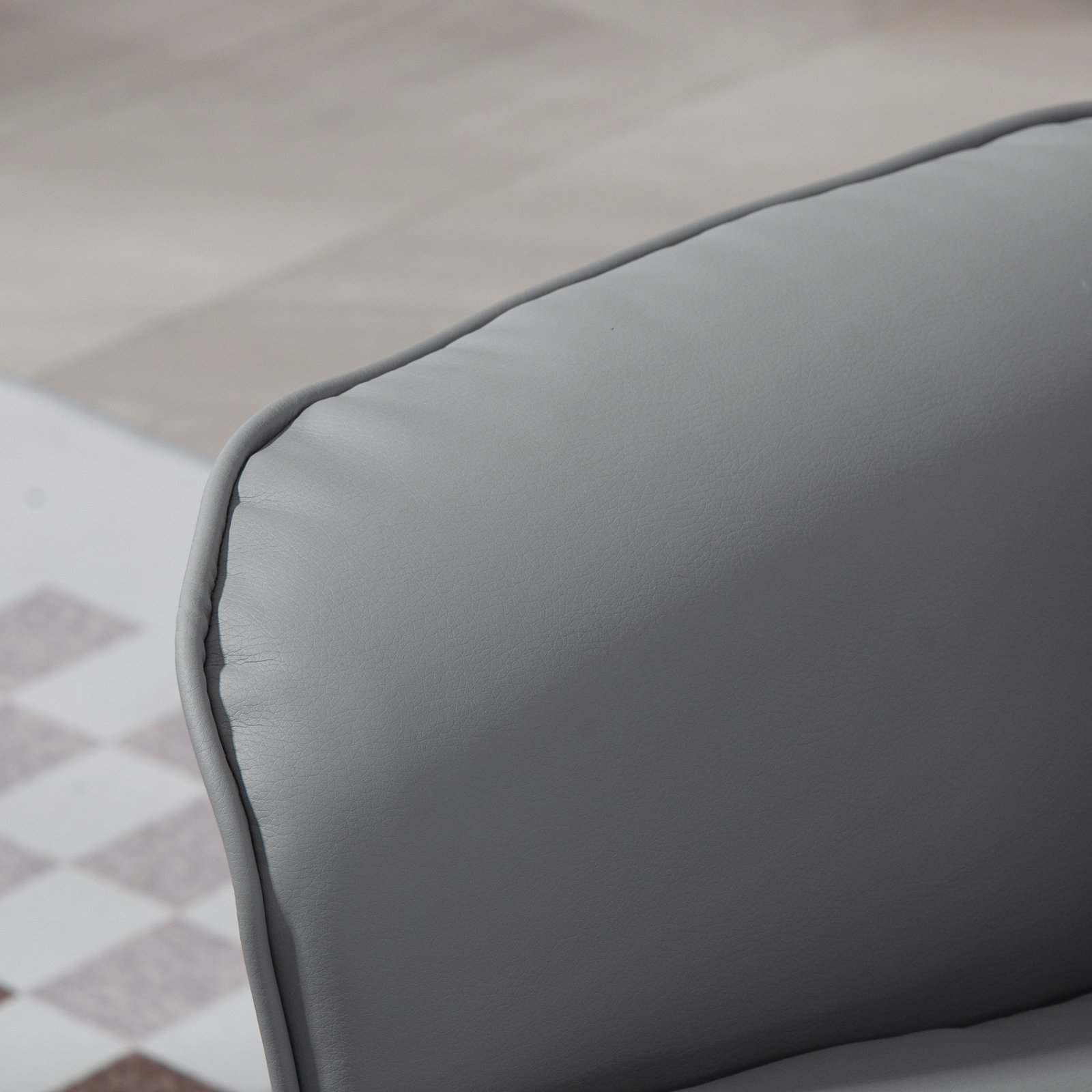 HOMCOM Swivel Recliner Chair with Footstool, PU Leather Armchair and Ottoman with High Back and Round Base for Living Room, Light Grey - Image 8