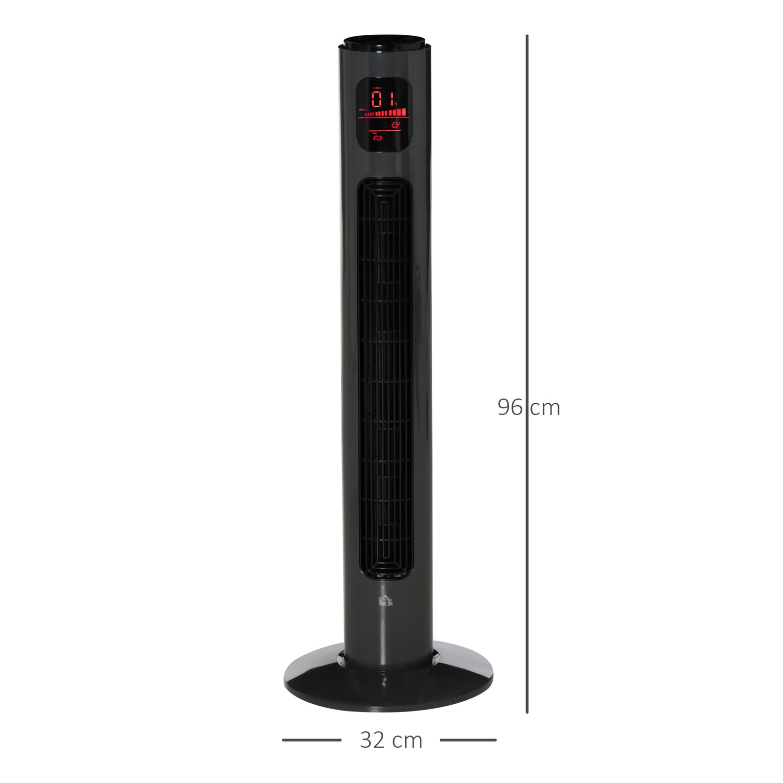 HOMCOM 38'' Freestanding Tower Fan, 3 Speed 3 Mode, 12h Timer, 70 Degree Oscillation, LED Panel, 5M Remote Controller, Dark Grey - Image 3