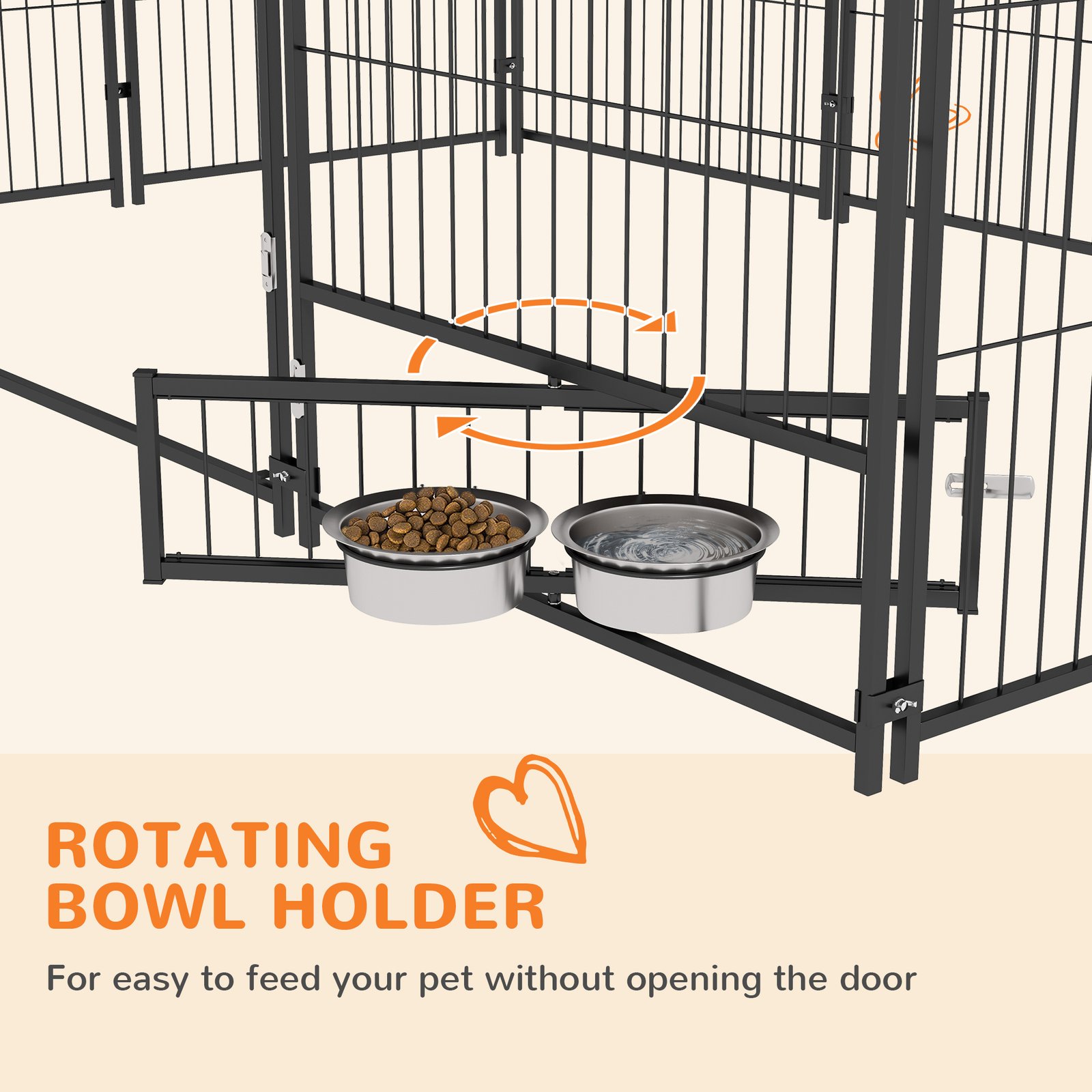 PawHut Outdoor Dog Kennel Puppy Play Pen with Canopy Garden Playpen Fence Crate Enclosure Cage Rotating Bowl 211 x 141 x 151 cm - Image 6