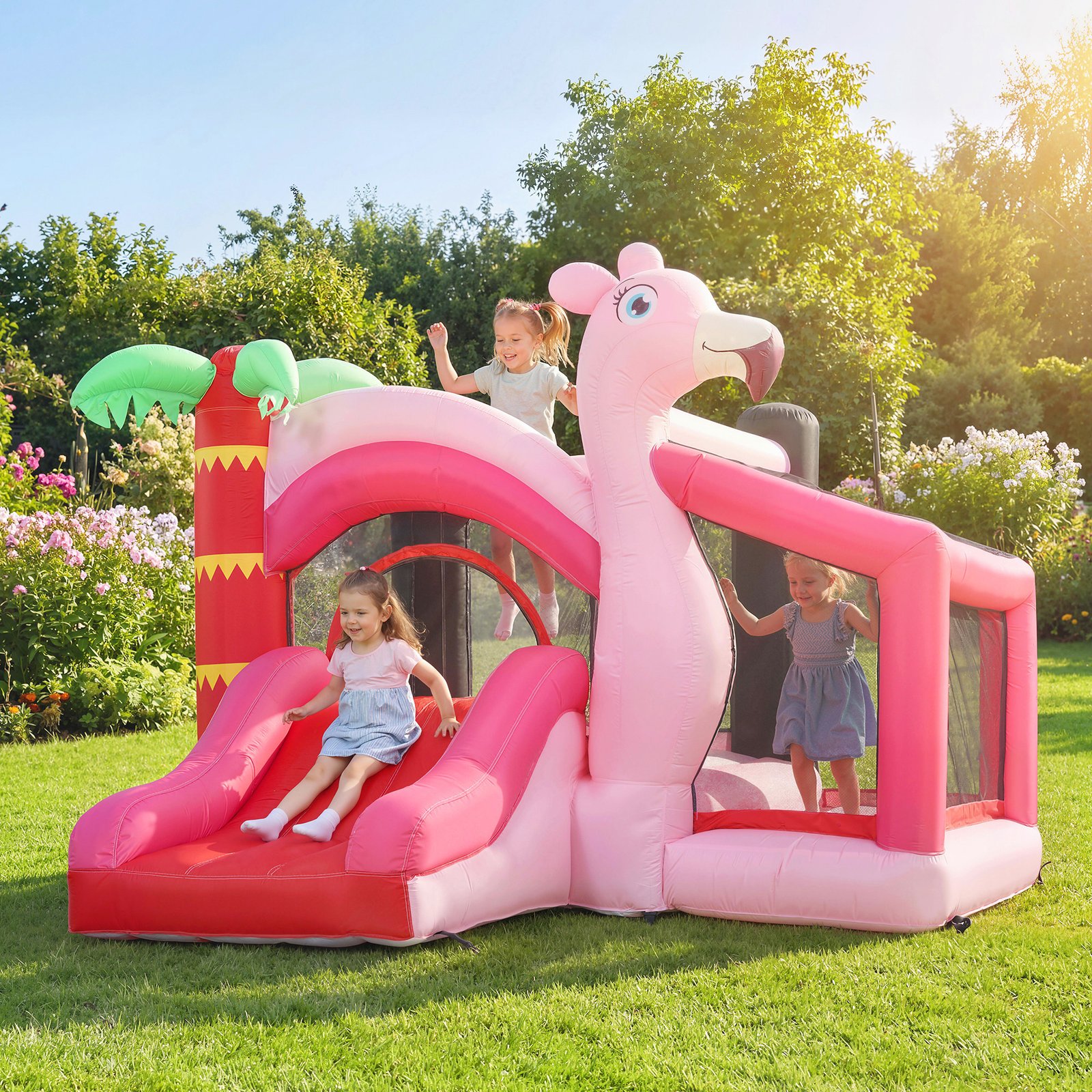 AIYAPLAY Inflatable Bounce House for Kids with Slide, Ball Pit, Basketball Hoop and Blower for Indoor Outdoor Garden, Pink - Image 2