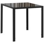 HOMCOM Modern Square Dining Table for 2-4 People, with Glass Top & Metal Legs, Black HOMCOM Modern Square Dining Table for 2-4 People, with Glass Top & Metal Legs, Black