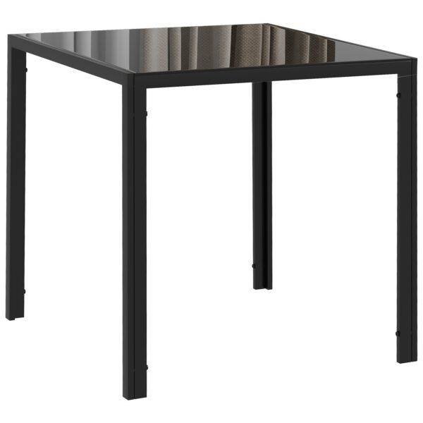 HOMCOM Modern Square Dining Table for 2-4 People, with Glass Top & Metal Legs, Black HOMCOM Modern Square Dining Table for 2-4 People, with Glass Top & Metal Legs, Black