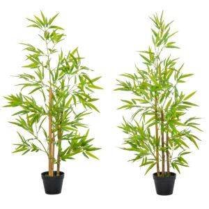 Outsunny Artificial Ficus Tree, with Weighted Plant Pot - Green