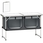 Outsunny Camping Cupboards Folding Portable Aluminium Camp Cook Station with Storage Cupboard for Outdoor BBQ Outsunny Camping Cupboards Folding Portable Aluminium Camp Cook Station with Storage Cupboard for Outdoor BBQ