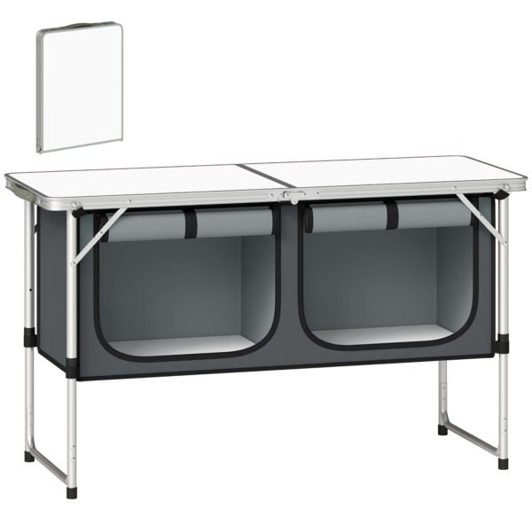 Outsunny Camping Cupboards Folding Portable Aluminium Camp Cook Station with Storage Cupboard for Outdoor BBQ Outsunny Camping Cupboards Folding Portable Aluminium Camp Cook Station with Storage Cupboard for Outdoor BBQ