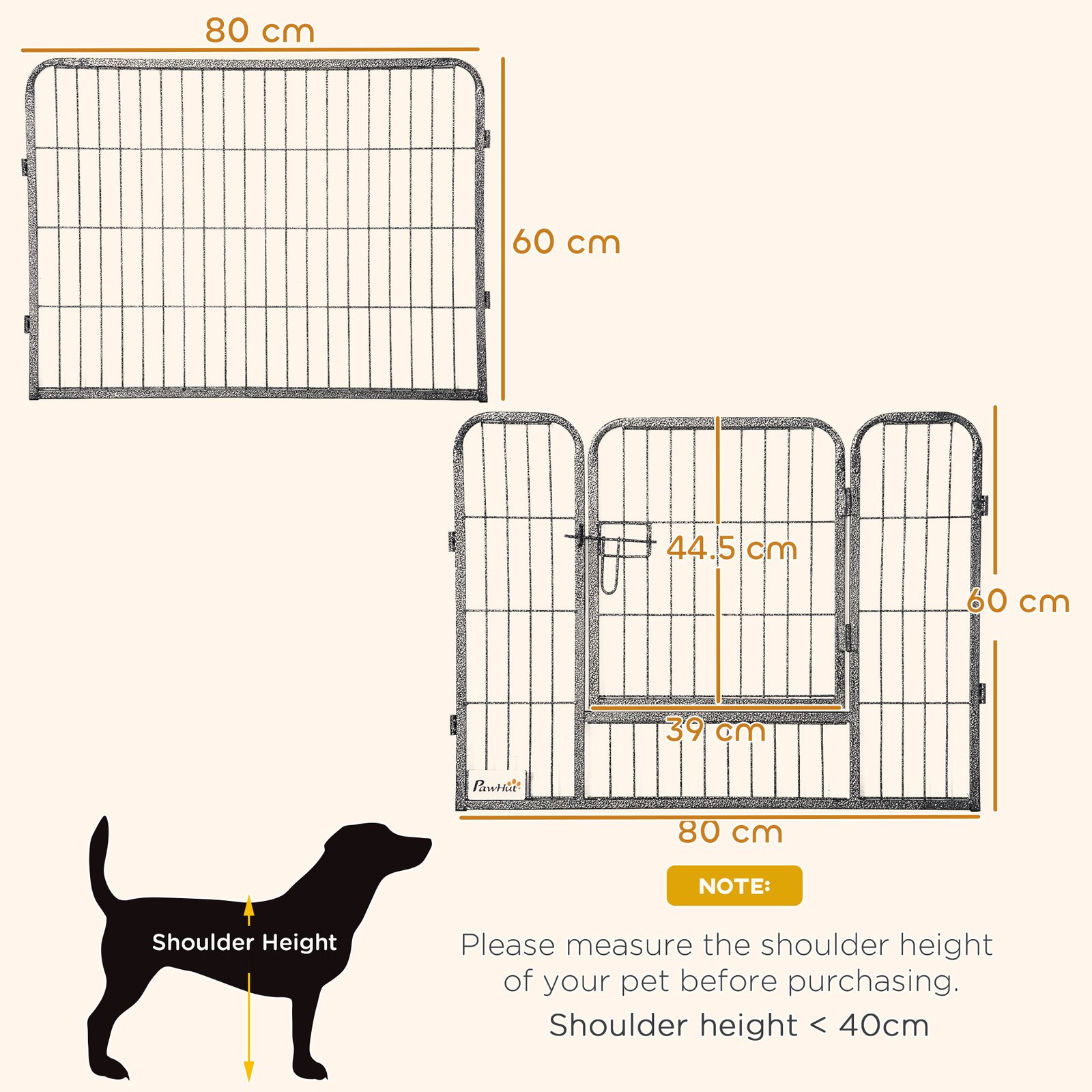 PawHut 16 Panels Heavy Duty Puppy Playpen, for Small Dogs, Indoor and Outdoor Use - Grey - Image 3
