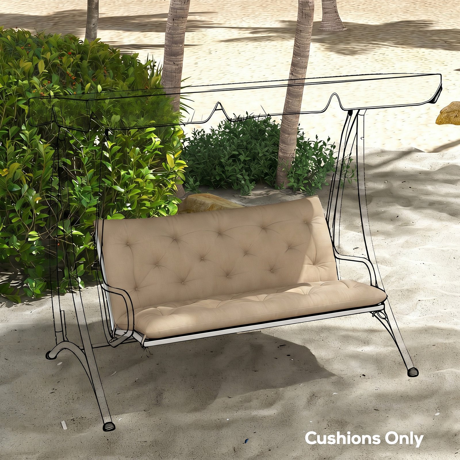 Outsunny Garden Bench Cushion, 2 Seater Swing Chair Cushion, Seat Pad with Ties for Indoor and Outdoor Use, 110 x 120 cm - Image 7
