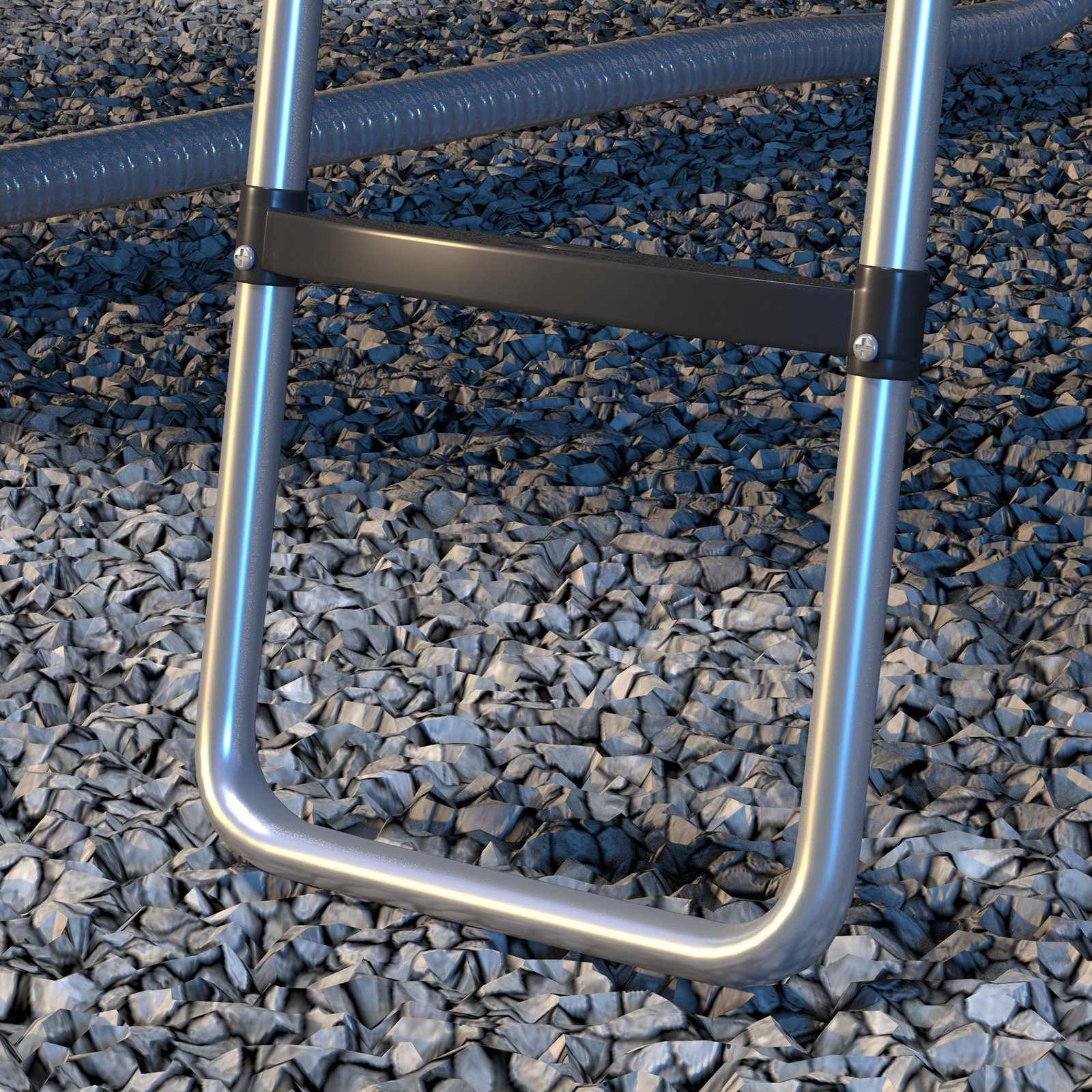 SPORTNOW Galvanised Steel Trampoline Ladder, 2 Steps/3 Steps Outdoor Trampoline Accessories for 6ft, 8ft, 10ft, 12ft, 13ft, 14ft, 16ft Trampoline, 110L x 32Wcm, Silver Tone - Image 9