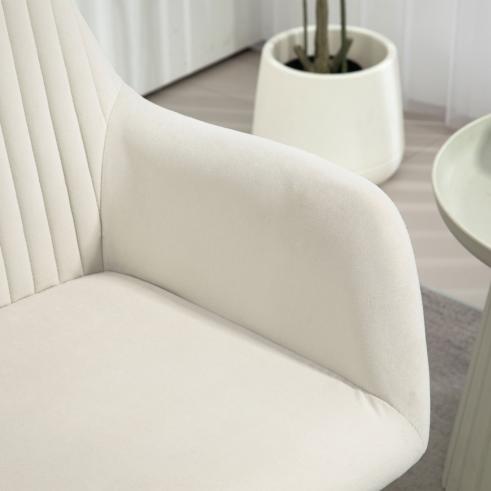 HOMCOM Modern Arm Chair Upholstered Accent Chair with Metal Base for Living Room Cream White - Image 8