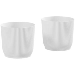 Outsunny Set of Two ?22cm Planters - White