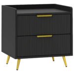 HOMCOM Elegant Two-Drawer Bedside Table – Black HOMCOM Elegant Two-Drawer Bedside Table – Black