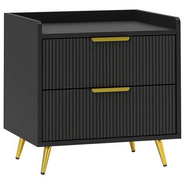 HOMCOM Elegant Two-Drawer Bedside Table – Black HOMCOM Elegant Two-Drawer Bedside Table – Black