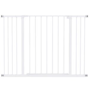 PawHut Dog Gate Pet Safety Gate Stair Barrier Pressure Mount Adjustable 76-82/86-97/101-107 cm, White