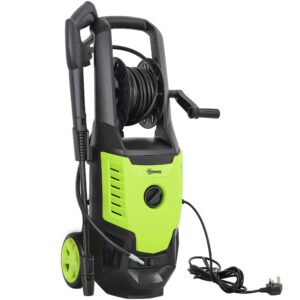 Outsunny 2200W High Pressure Washer, 170 Bar Pressure, 420 L/h Flow, Portable Electric Power Washer Jet Wash Cleaner with Adjustable Nozzle 6M Hose and Hose Reel for Home Patio Car Driveway, Green