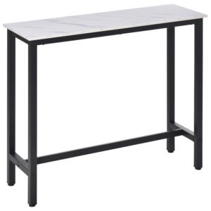 HOMCOM Rectangular Bar Table, Wood Effect Coffee Table for Small Space, Breakfast Dining, Kitchen, Industrial, White & Black