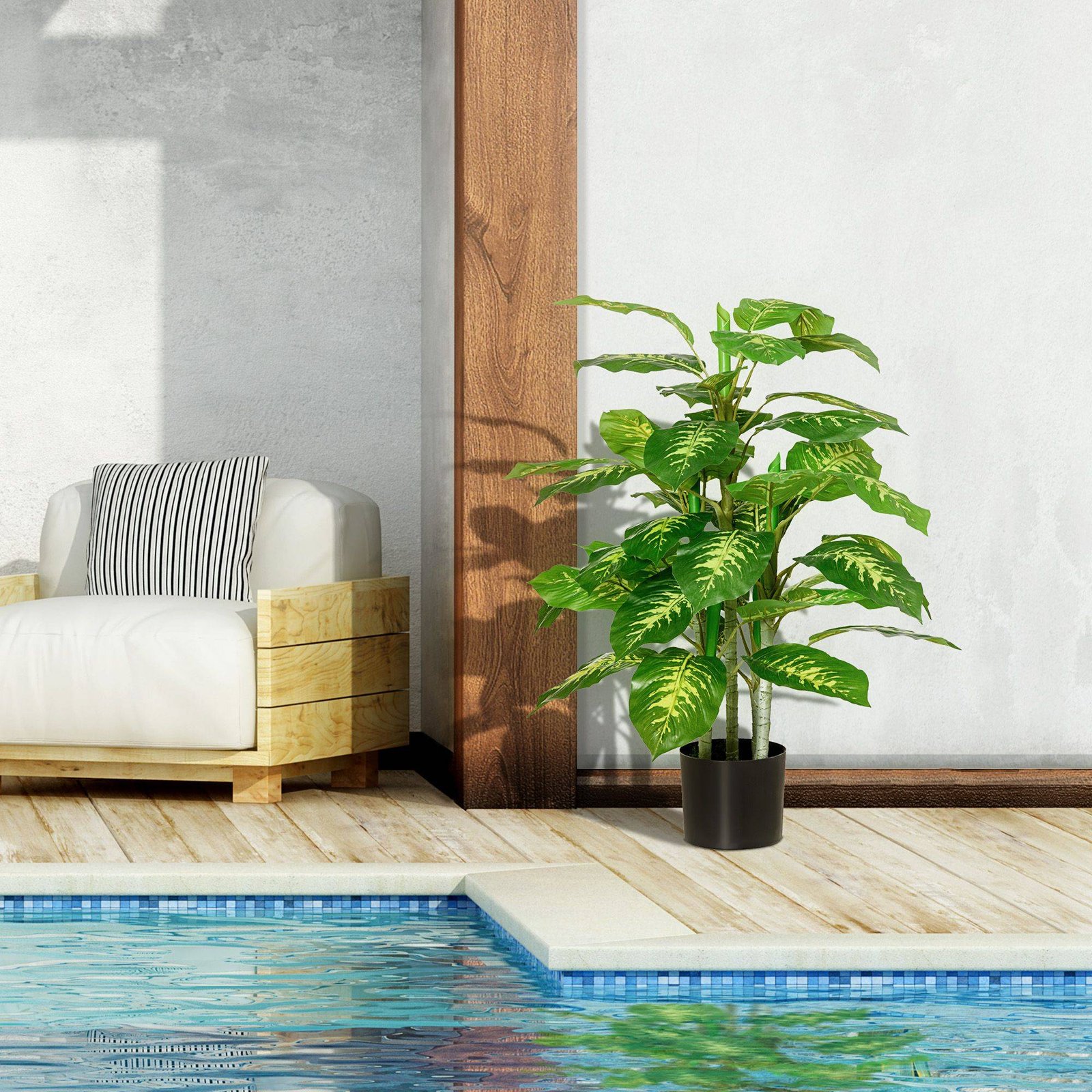 HOMCOM 2 PCs Artificial Evergreen Tree Fake Decorative Plant in Nursery Pot for Indoor Outdoor Décor, Green - Image 4