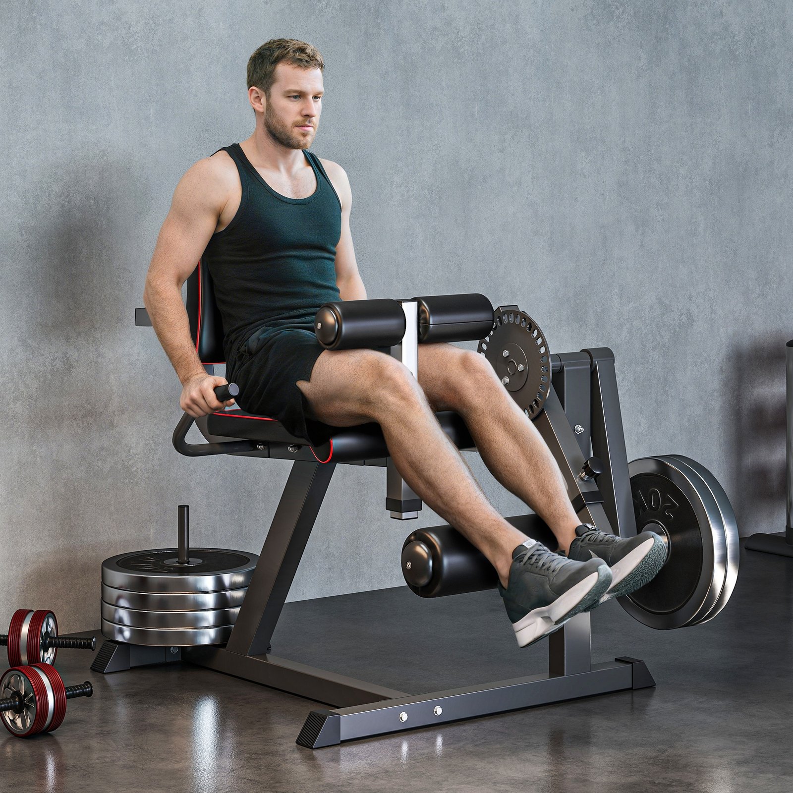 SPORTNOW Seated Leg Extension and Curl Machine, Adjustable Leg Raise Machine and Curl Machine with Plate Loaded for Hip, Thigh, Lower Body Workout - Image 2