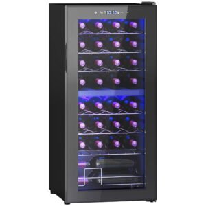 HOMCOM 32 Bottle Dual Zone 5-18? Wine Fridge - Black