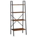 HOMCOM Ladder Shelf, Bookshelf, 4-Tier Industrial Storage Rack for Living Room, Bedroom, Kitchen, Rustic Brown and Black HOMCOM Ladder Shelf, Bookshelf, 4-Tier Industrial Storage Rack for Living Room, Bedroom, Kitchen, Rustic Brown and Black