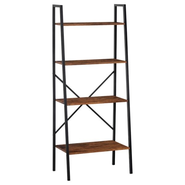 HOMCOM Ladder Shelf, Bookshelf, 4-Tier Industrial Storage Rack for Living Room, Bedroom, Kitchen, Rustic Brown and Black HOMCOM Ladder Shelf, Bookshelf, 4-Tier Industrial Storage Rack for Living Room, Bedroom, Kitchen, Rustic Brown and Black