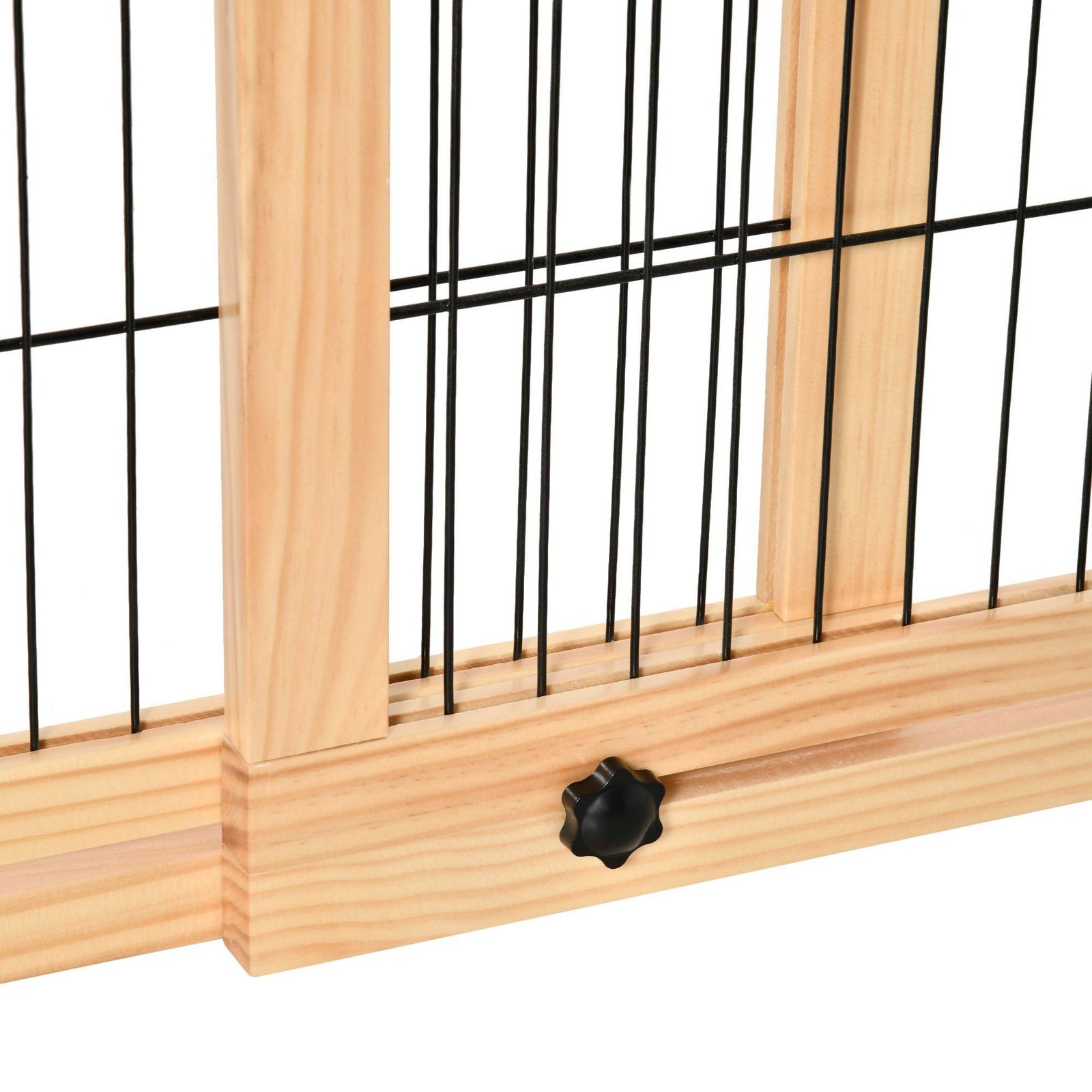 PawHut Freestanding Dog Gate, Foldable Pet Fence, Indoor Wood Barrier, Stair Gate with Support Feet, for Doorway, Hallway, Small and Medium Dogs, 69H x 104-180 cm, Natural Wood Finish - Image 9