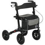 HOMCOM Folding Rollator Walker with Padded Seat, Backrest, Lightweight Walking Frame with Storage Bag, Dual Brakes, All-terrain Wheels, Adjustable Handle Height, 4 Wheeled Walker for Seniors, Black HOMCOM Folding Rollator Walker with Padded Seat, Backrest, Lightweight Walking Frame with Storage Bag, Dual Brakes, All-terrain Wheels, Adjustable Handle Height, 4 Wheeled Walker for Seniors, Black