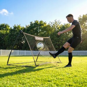 SPORTNOW Football Rebounder Net, Portable Kickback Football Rebounder Net with Carry Bag and Ground Stakes