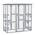 PawHut Wooden Catio Cat Outdoor Enclosure, Cat Cage with Waterproof Roof, Platforms, for Multiple Kittens, 180 x 98 x 180 cm PawHut Wooden Catio Cat Outdoor Enclosure, Cat Cage with Waterproof Roof, Platforms, for Multiple Kittens, 180 x 98 x 180 cm