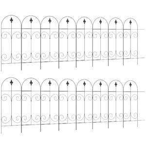 Outsunny Decorative Garden Fencing, 16PCs 44in x 25ft Outdoor Picket Fence Panels, Rustproof Metal Wire Landscape Flower Bed Border Edging, Black