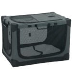 PawHut Soft Dog Crate Pet Travel Crate 76 x 54 x 54 cm with Removable Pad Mesh Window Army Green