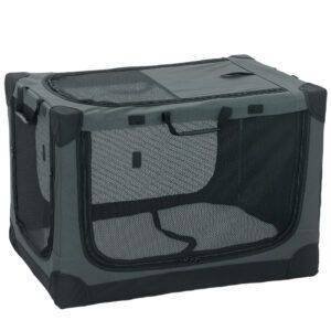 PawHut Soft Dog Crate Pet Travel Crate 76 x 54 x 54 cm with Removable Pad Mesh Window Army Green