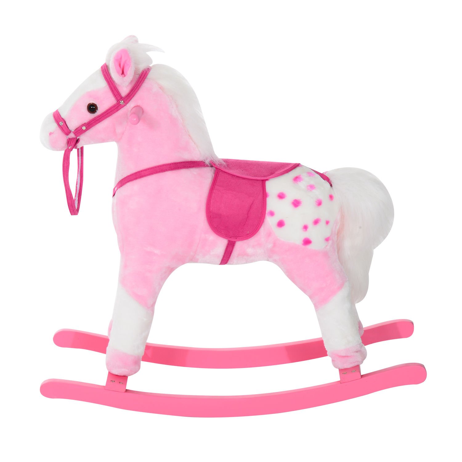 HOMCOM Baby Rocking Horse Plush Ride on Animals Rocker with Sound Handle Grip for Kids 3-6 Years - Pink - Image 8