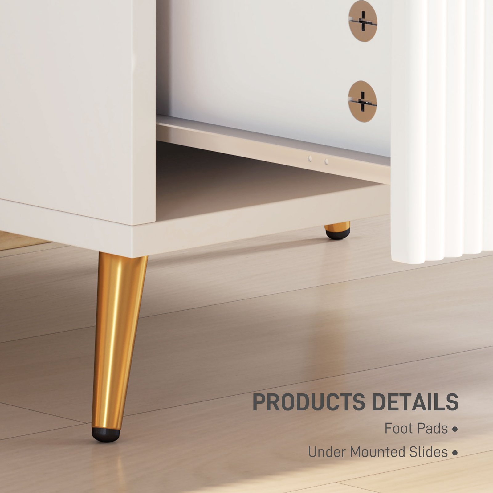 HOMCOM Elegant Two-Drawer Bedside Table - White - Image 6