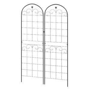 Outsunny Metal Trellis Set of 2, Garden Trellis for Climbing Plants Support Frames, Floral Design