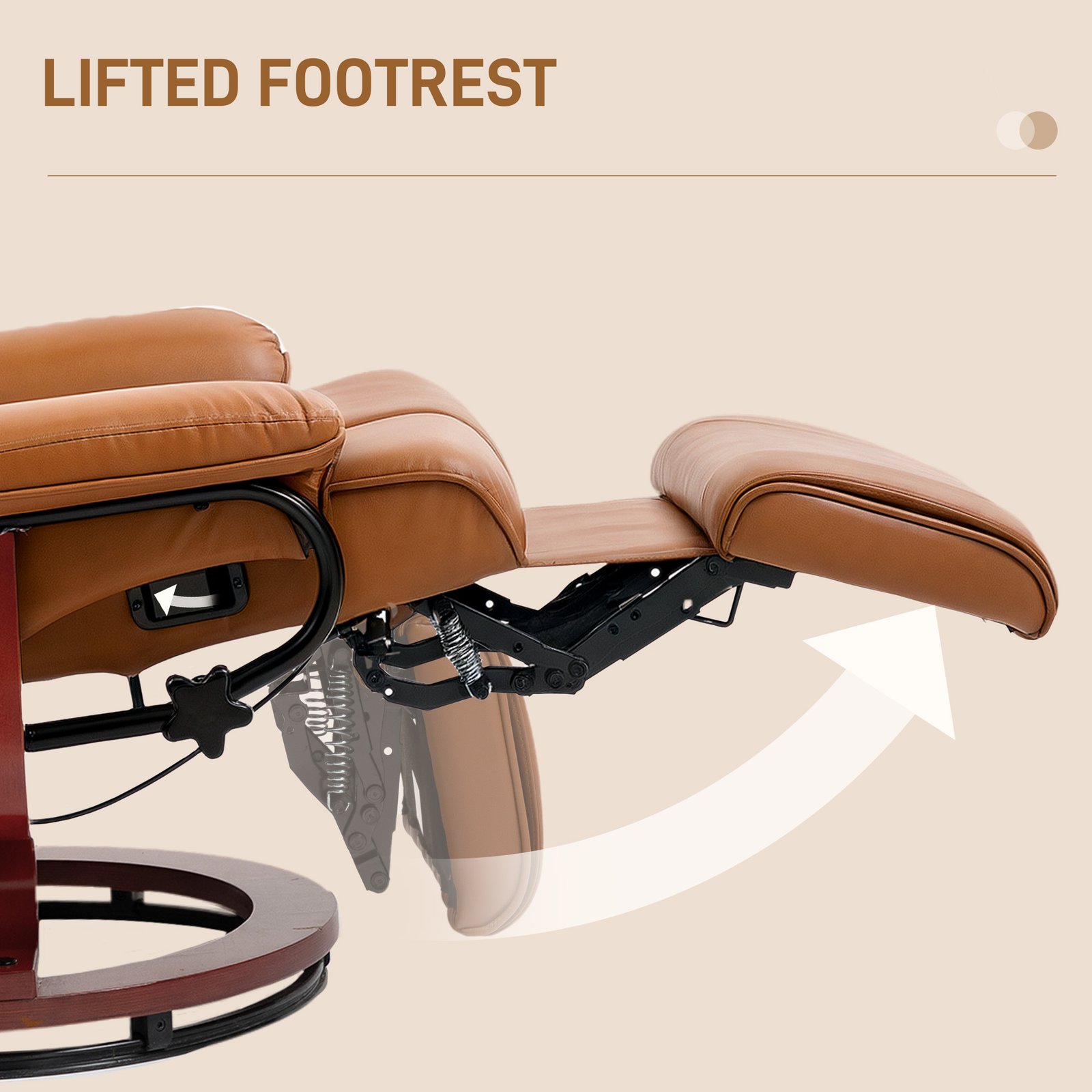 HOMCOM Faux Leather Recliner Chair - Brown - Image 5