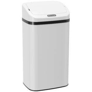 HOMCOM 48L Stainless Steel Sensor Bin - White