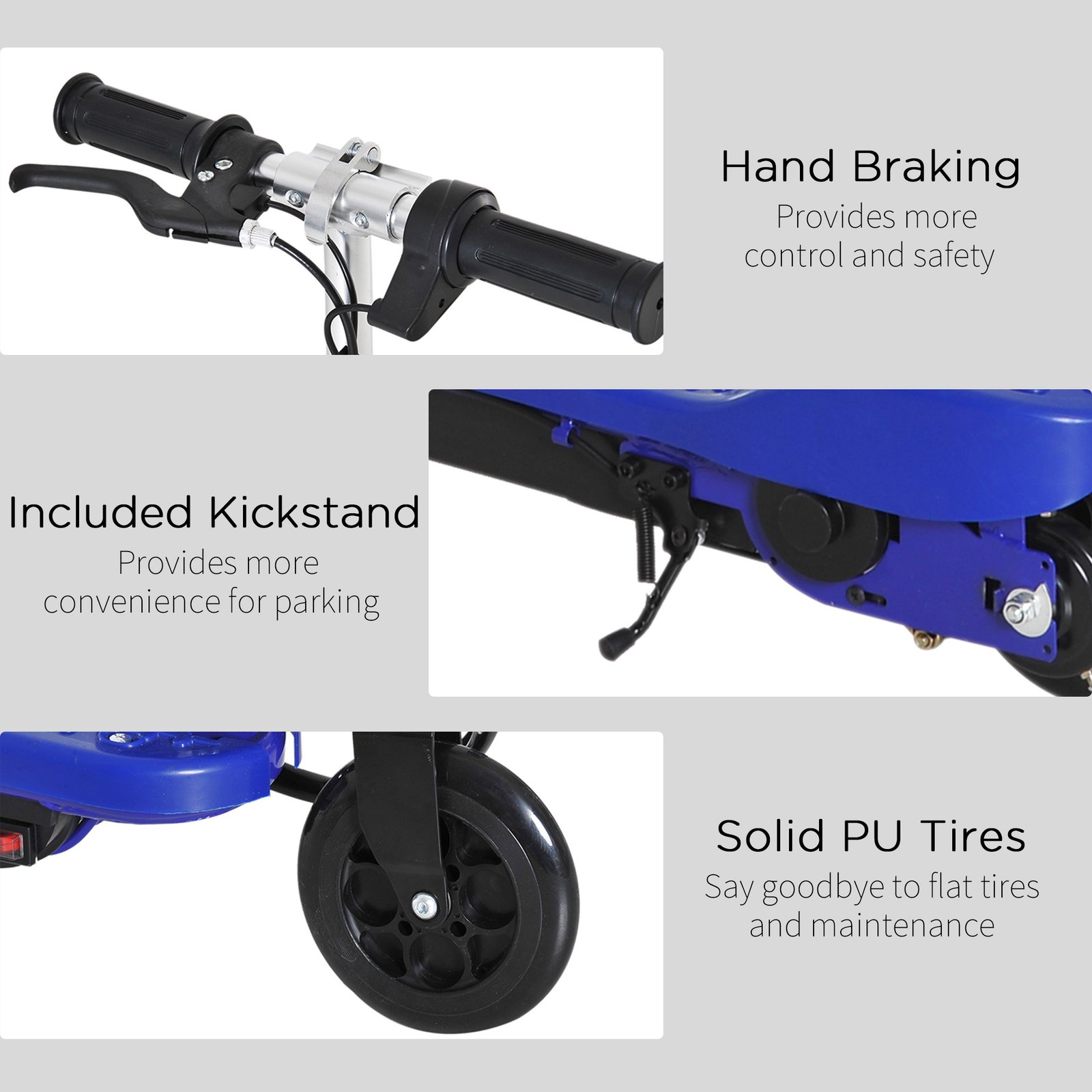 HOMCOM Folding Electric Kids Scooter Ride on Age 7-14, Blue/Black - Image 7